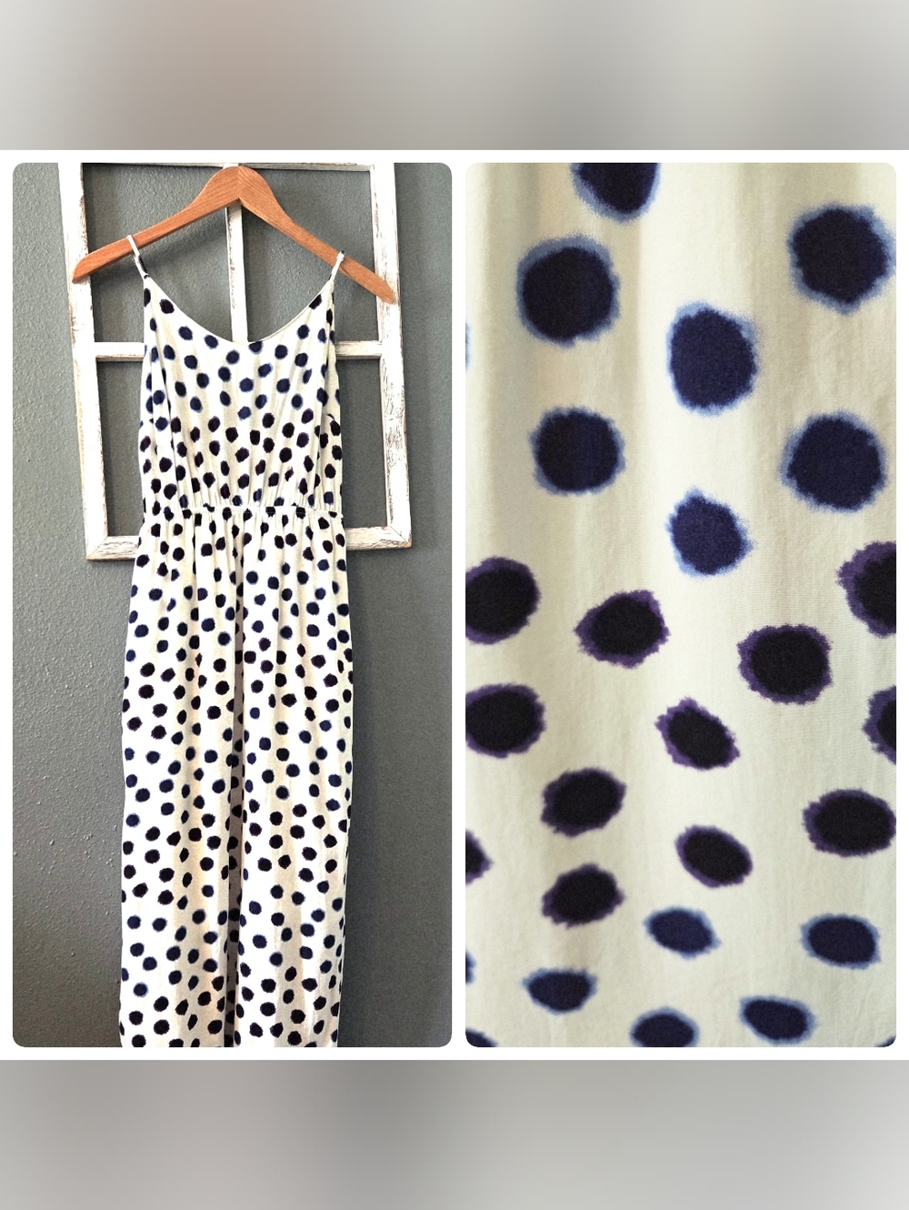 Old Navy Purple, Navy & White Ikat Polka Dot High-Low Maxi Dress - Small